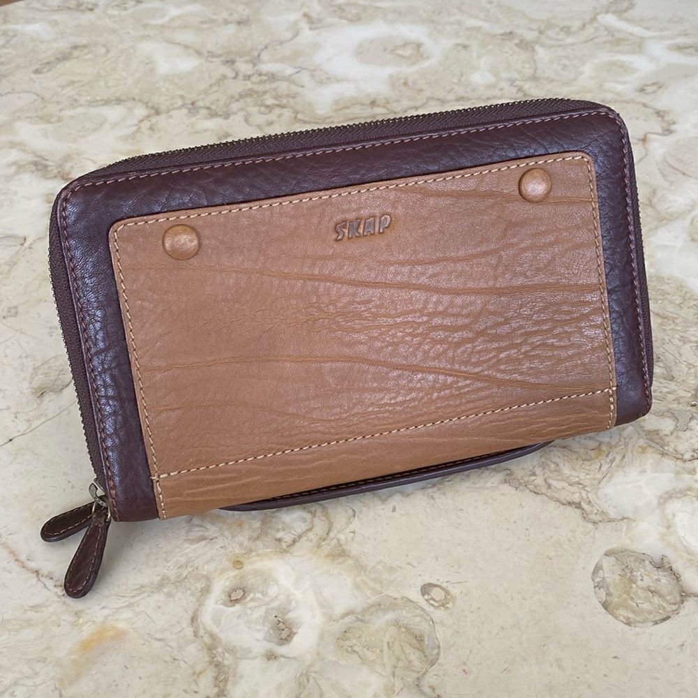 SKAP Leather Zippered Travel Wallet Large Unisex